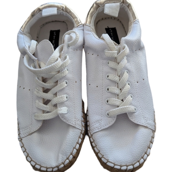 Steve Madden White Leather Platform Espadrille Sneakers Size 6 - Picture 3 of 10